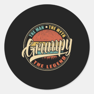 Sticker Rond Grumpy L'Homme Le Mythe La Légende Vintage Retro F