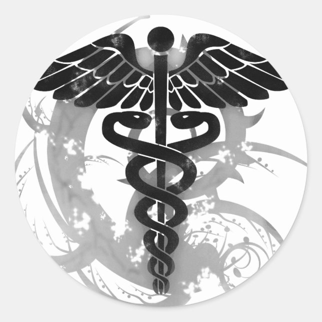 Sticker Rond Grunge caduceus (Devant)