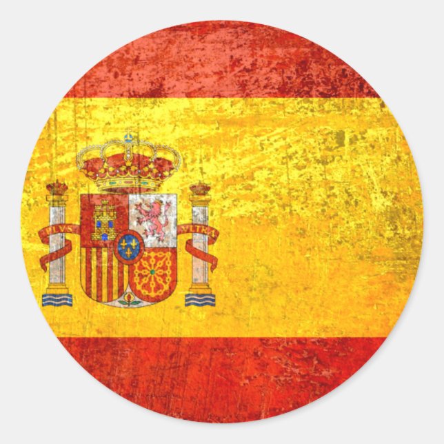 Sticker Rond Grunge Espagne Drapeau España Bandeira Champions 2 (Devant)