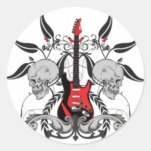 Sticker Rond Grunge Guitare