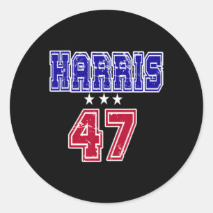 Sticker Rond Grunge Kamala Harris 2024 Pour Président Numéro 47