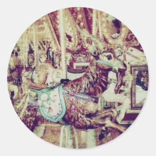 Sticker Rond Grunge Merry-Go-Round Goat