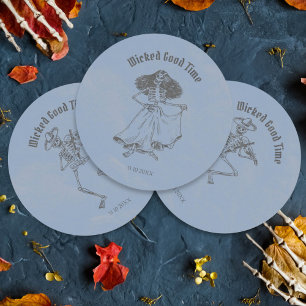 Sticker Rond Grunge Retro Black Halloween Party