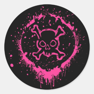 Sticker Rond Grunge Skull