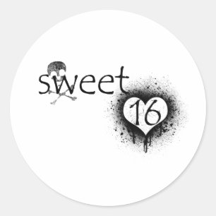 Sticker Rond Grunge "Sweet 16" Design