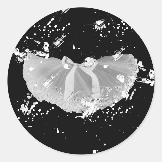 Sticker Rond Grunge Tutu sur noir (Devant)