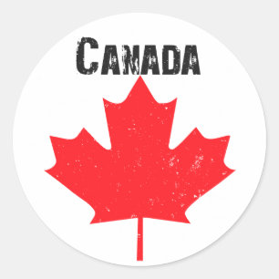 Sticker Rond Grungy feuille d'érable