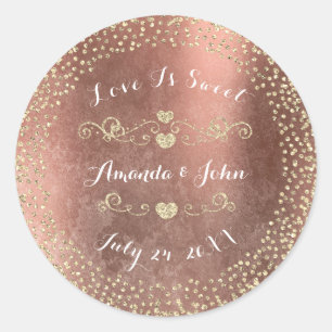 Sticker Rond Grungy Rose Gold Parties scintillant Enregistrer l