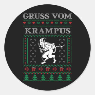 Sticker Rond Gruss Vom Krampus Goth Chandail de Noël moche Kram
