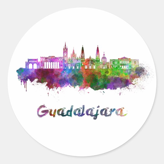Sticker Rond Guadalajara skyline in watercolor (Devant)