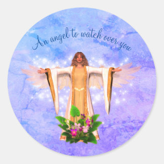 Sticker Rond Guardian Angel Inspiration personnalisée