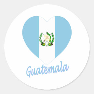 Sticker Rond Guatemala - Coeur du drapeau