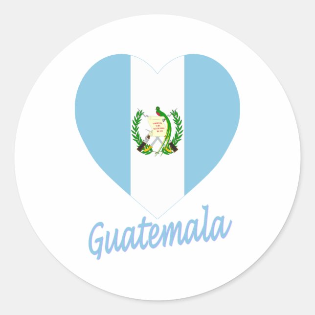 Sticker Rond Guatemala - Coeur du drapeau (Devant)