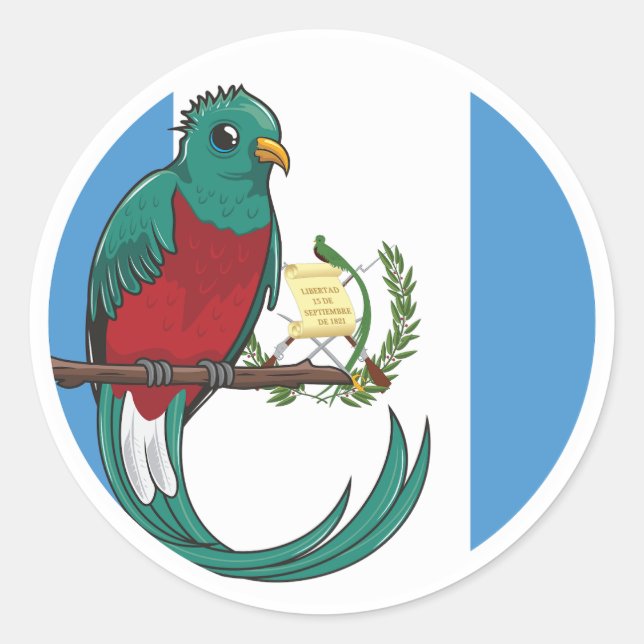Sticker Rond Guatemala Quetzal Guatémaltèque Drapeau animal nat (Devant)