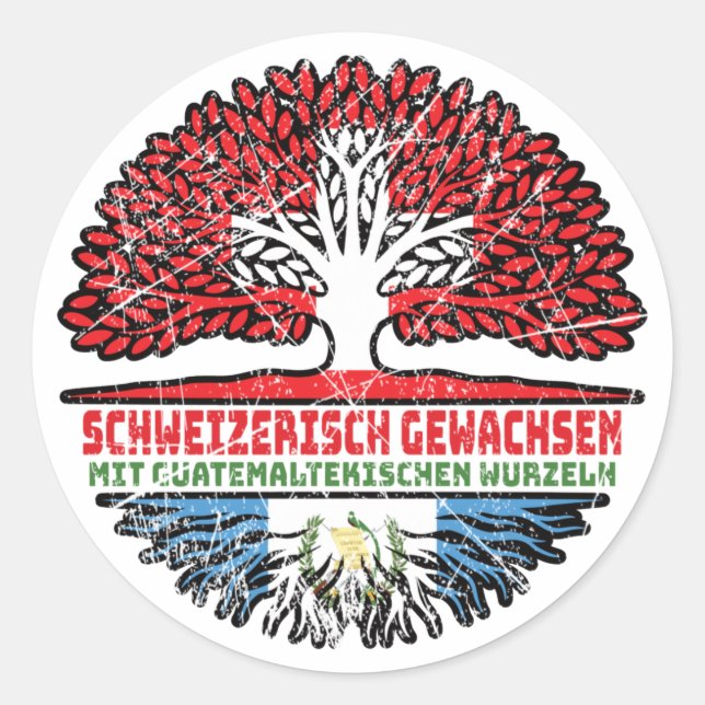 Sticker Rond Guatémaltèque Schweizer Schweiz Baum (Devant)
