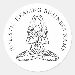 Sticker Rond Guérison holistique Lotus Pose Business