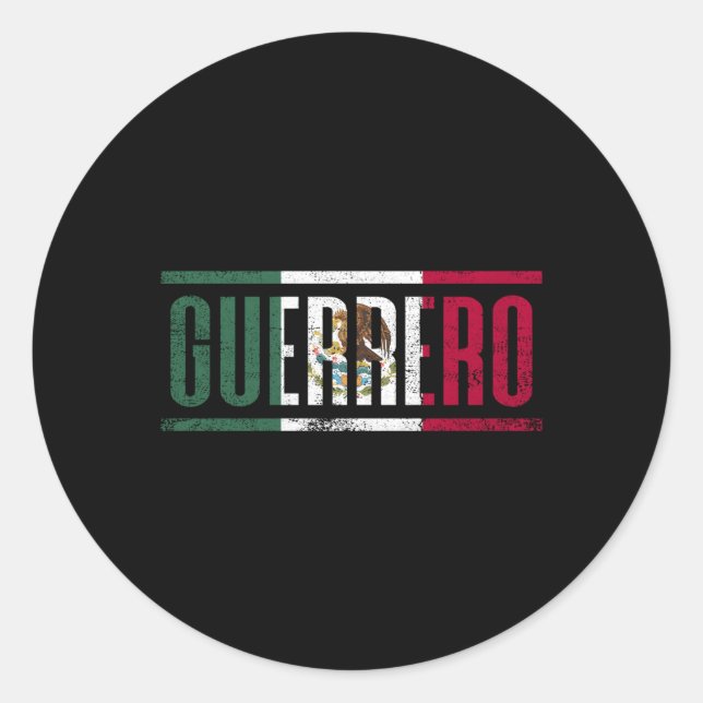 Sticker Rond Guerrero Con La Bandera De Mã©Xico (Devant)