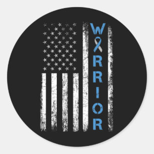 Sticker Rond Guerrier américain du drapeau - Défenseur du diabè