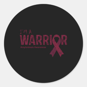 Sticker Rond Guerrier Burgundy Ruban Amyloidose Sensibilisation