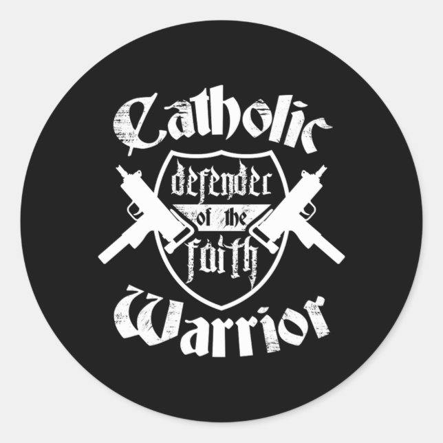Sticker Rond Guerrier Catholique Défenseur De La Foi Religion G (Devant)