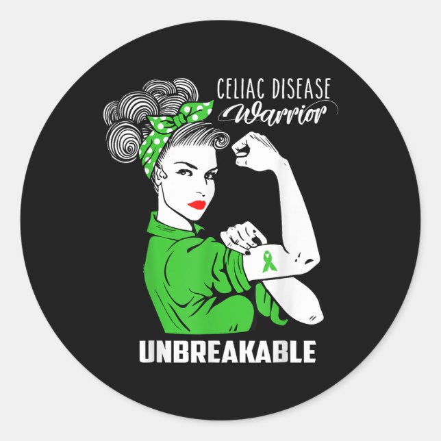 Sticker Rond Guerrier de la maladie coeliaque Conscience des ch (Devant)