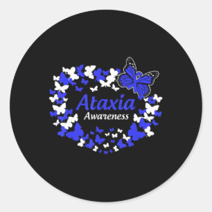 Sticker Rond guerrier de l'ataxie papillon avec ruban bleu T-sh