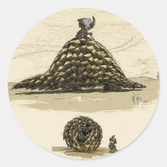 Sticker Rond Guerrier de Pangolin (Devant)