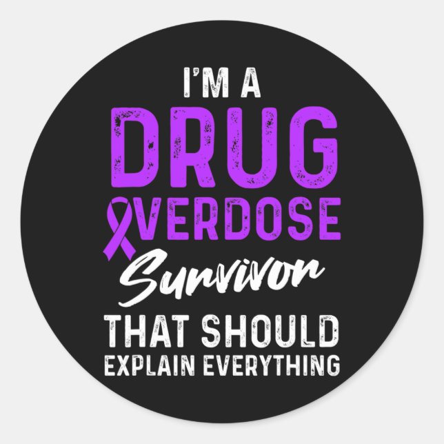 Sticker Rond Guerrier de sensibilisation à la surdose de drogue (Devant)