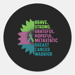 Sticker Rond Guerrier de sensibilisation au cancer du sein méta