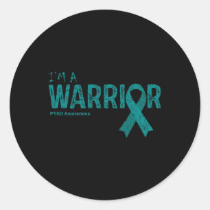 Sticker Rond Guerrier de sensibilisation aux troubles du stress
