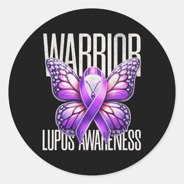 Sticker Rond Guerrier de sensibilisation Lupus Survivant Purple (Devant)