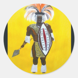 Sticker Rond Guerrier de zoulou