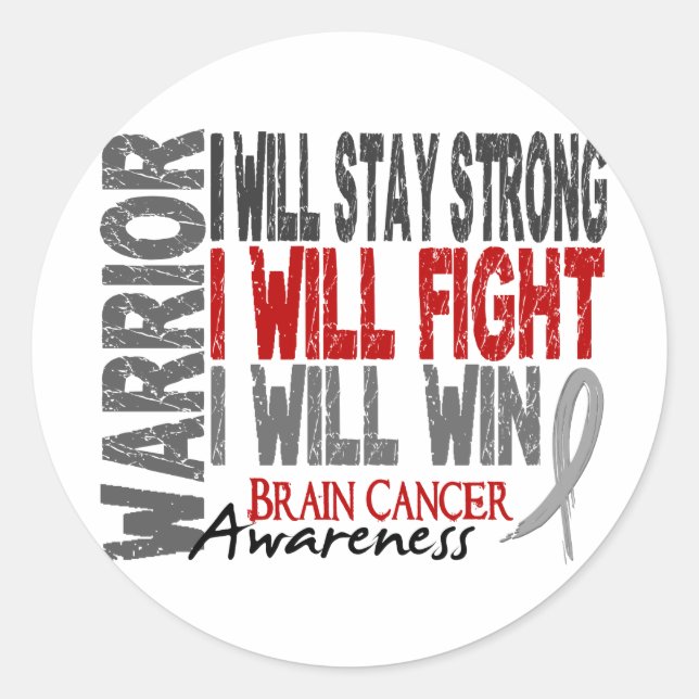 Sticker Rond Guerrier du cancer du cerveau (Devant)