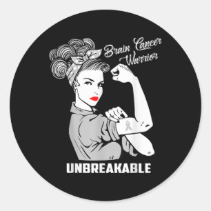 Sticker Rond Guerrier du cancer du cerveau Un cadeau de sensibi