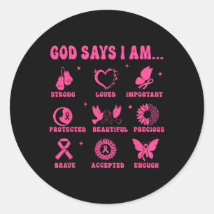 Sticker Rond Guerrier du cancer du sein Survivant Foi chrétienn