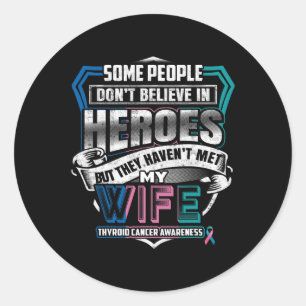 Sticker Rond Guerrier du cancer Je porte le rose bleu Turquoise