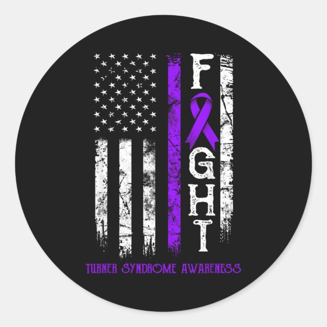 Sticker Rond guerrier du syndrome de Turner drapeau américain (Devant)
