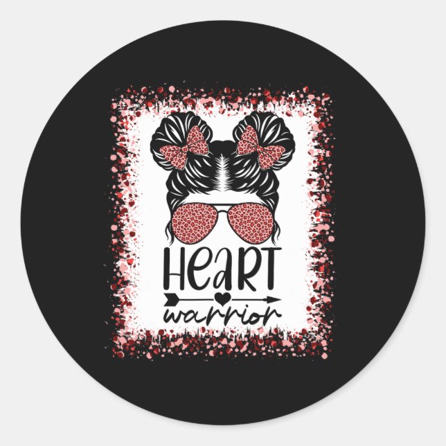 Sticker Rond Guerrier Messy Bun Leopard Sensibilisation aux mal (Devant)