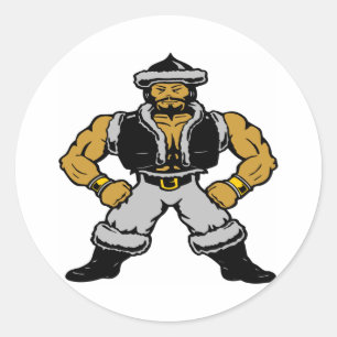 Sticker Rond Guerrier mongol blanc