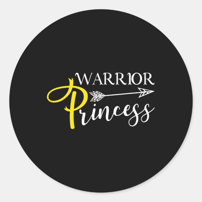 Sticker Rond Guerrier Princesse Infantile Cancer Sensibilisatio (Devant)