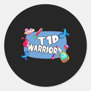 Sticker Rond Guerrier T1d diabète de type 1 T1 Soutien 