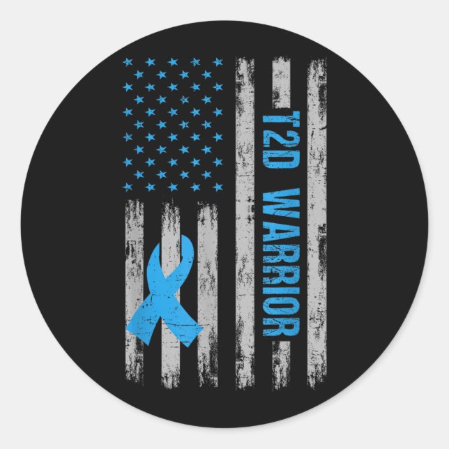 Sticker Rond Guerrier T2d Sensibilisation Drapeau Américain Dia (Devant)
