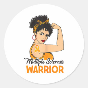 Sticker Rond Guerrière de la sclérose en plaques féminine Ora