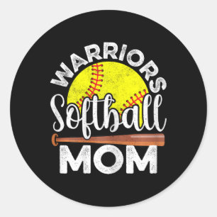 Sticker Rond Guerriers de Softball Maman - Fête des Mères Softb