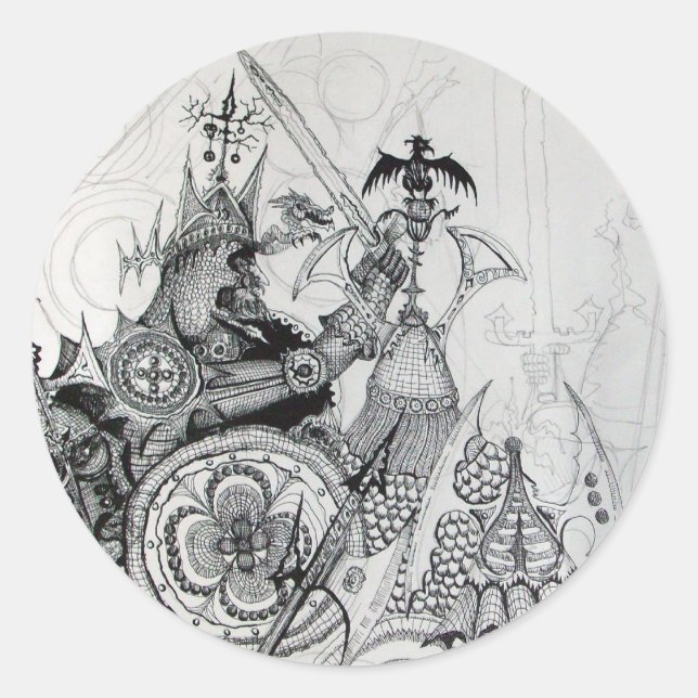 Sticker Rond GUERRIERS GOTHIQUES, Chevaliers barbares, Imaginai (Devant)