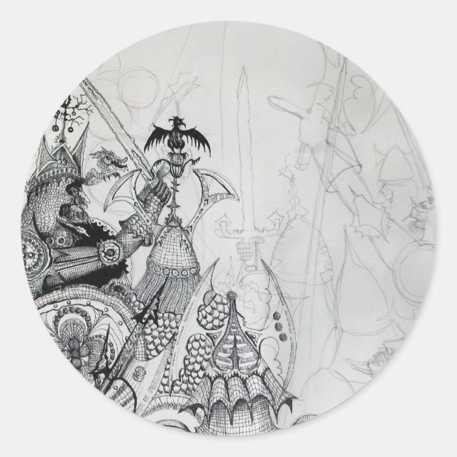 Sticker Rond GUERRIERS GOTHIQUES, Chevaliers barbares, Imaginai (Devant)