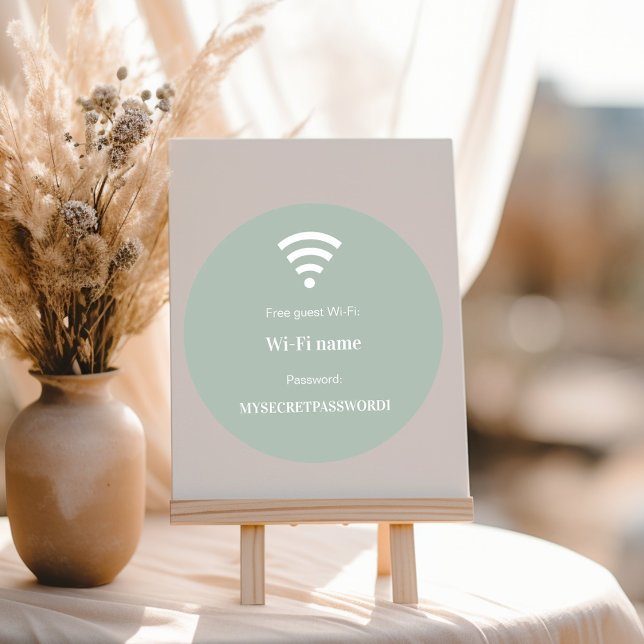 Sticker Rond Guest customer wifi network password sage green (Créateur téléchargé)
