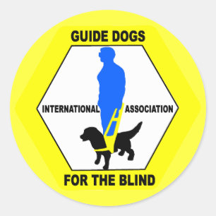 STICKER ROND GUIDE CHIENS AVEUGLES PERSONNES