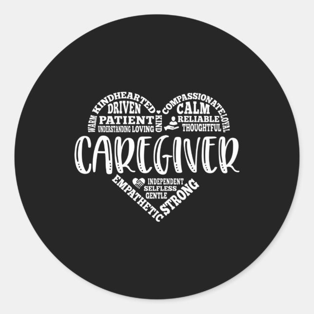 Sticker Rond Guide de soins, conception du coeur du fournisseur (Devant)