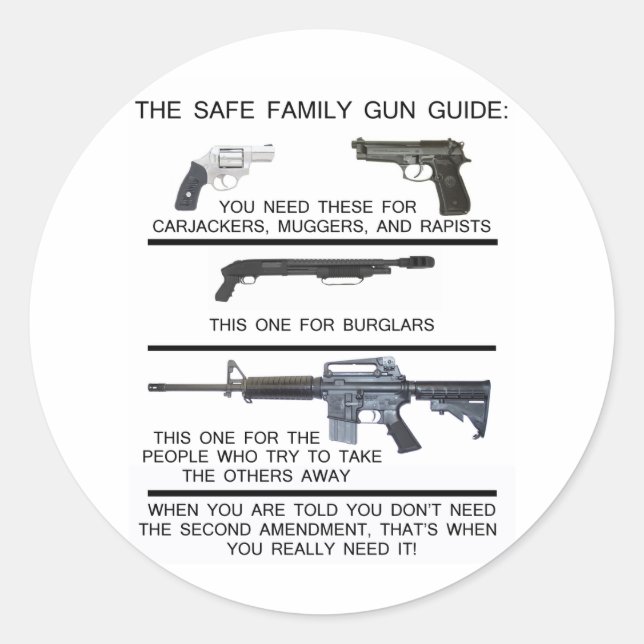 STICKER ROND GUIDE SUR LES ARMES À FAMILLE SÉCURITAIRES (Devant)